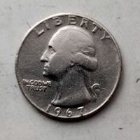 1/4 доллара (квотер) 1967 года США.