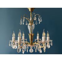 Люстра латунь хрусталь Kamenicky Senov Чехословакия 63х60см