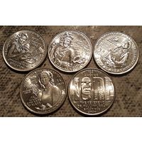 25 центов (квотер) 2024 D США Сет 5 монет Американские женщины