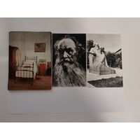 Ясная поляна. Открытки из набора. 1968 12 шт / Портрет Л.Н.Толстого 1977 / Памятник Л.Н.Толстому
