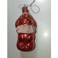 Ёлочная игрушка  - Собачка  . СССР  . Стекло .