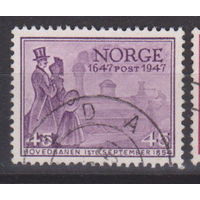 300-летие норвежской почтовой службы Известные люди личности  Норвегия 1947 год лот 6