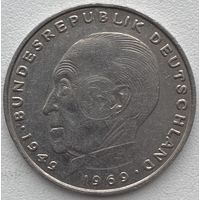Германия 2 марки 1971 г. D. Конрад Аденауэр. 20 лет Федеративной Республике (1949-1969)
