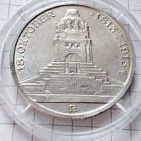 Германская империя 3 марки 1913 года Саксония .100-летия битвы народов. Серебро.В штемпельном блеске.   .