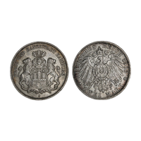 Шикарная монета 2 марки 1903 года Германия - Гамбург Серебро В коллекцию Много лотов с рубля Лот 2