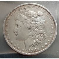 Доллар Моргана 1881 год без отметки мд. Филадельфия