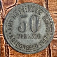 Монета 50 пфеннигов 1917 год. Хаттинген. Веймарская республика