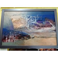Картина Маклецова Татьяна "Композиция ветра", картон, масло, коллаж, 45х65см.