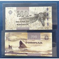 Фарерские острова (Фареры), 200 крон 2011 г., P-31 (моль-призрак, скалы Вагум), UNC