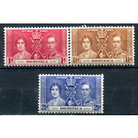 Британские колонии - Доминика - 1937г. - коронация короля Георга VI и королевы Елизаветы - 3 марки - полная серия, MLH есть пожелтение клея [Mi 90-92]. #2-Bc-42-A-1