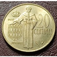 Монако 20 сантимов, 1977   редкая  ( 1-6-8 )