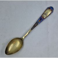 Ложка чайная, серебро 875 пр., эмали. 24,6 гр.