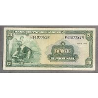 Банкнота 20 марок 1949 года. ФРГ