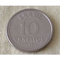 Бразилия. 10 сентаво 1987 года.