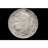 5 франков 1851 г. Франция (Вторая Республика). Кабинетная патина!