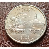 США 25 центов , Р  2006 Квотер штата Небраска    ( 2-5-8 )