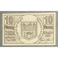 Нотгельд , 10 пфеннигов, Мюннерштадт 1920 год. Веймарская республика