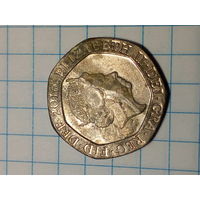 20 пенсов  Великобритания 2016 год.