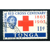 Британский протекторат - Королевство Тонга - 1963г. - 100 лет Международному Красному Кресту, 11 P - 1 марка - гашёная [Mi 141]. #4-B5-106-A-1