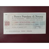 Италия Банковский чек 100 лир 1977 UNC