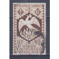 [129] Французские колонии. Французская Экваториальная Африка 1941. Птица Феникс.10фр. Гашеная марка.