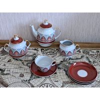 Сервиз чайный фарфор  8 предметов RPR Рижский фарфоровый завод Латвия 60-е годы