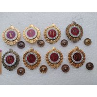 Набор знаков ПНР. Пожарник, за выслугу 5, 10, 15, 20, 25, 30, 45, 60 лет. тяжёлые, винты