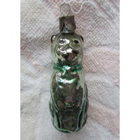 Редкая елочная игрушка "Кошка". Стекло, СССР