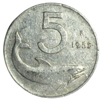 Италия 5 лир, 1955