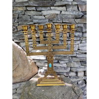 Латунный Подсвечник / Канделябр Менора 7 - свечей / Brass Jewish Candlestick. Латунь XX век