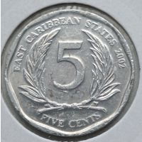 Восточные Карибы. 5 центов  2002 года.