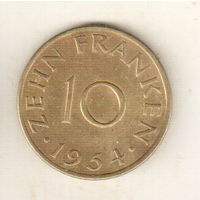 Саар 10 франк 1954 2