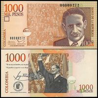 Колумбия 1000 песо 2016 год, UNC
