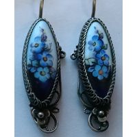 Красивые серьги. Финифть. Все лоты с 1 рубля!