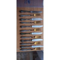 С рубля. Комплект десертных ножей и вилок. Серебро 800пр. Германия