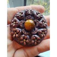 Брошь коричневая под тигровый в лаз