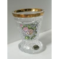 Ваза, резной хрусталь, Чехословакия, живопись