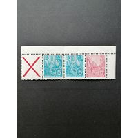 ГДР 1955 Сцепка горизонтальная из марок стандарта "Пятилетка" (чистая**) Mi. Z+453x+453х+455х каталог 17.00 евро
