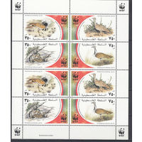 Фауна. Птицы. Палестина. 2001. 1 малый лист. Michel N 192-195 (18,0 е)