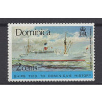 Доминика / Dominica 1975** Исторические корабли, Канадский пароход "Леди Нельсон" (Mi 439)