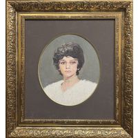 Бржозовский Г.Ф "Портрет дочери балерины Л.Г Бржозовской". ДВП, масло. Размер с рамой и паспарту 56,5х61 см.