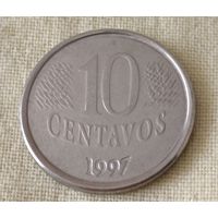 Бразилия. 10 сентаво 1997 года.