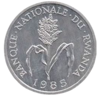 Республика Руанда. 1 франк 1985. UNC. Цветущий стебель проса.