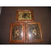 Художественное паспарту с репродукцией Иван царевич на сером волке и Три богатыря.60-е г.СССР.С рубля.