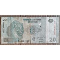 Конго 20 франков 2003 г., P:94А, надпечатка в описании