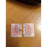 1889 Царская Россия Великое княжество Финляндское Мих 29 анелиново-красная и красная зуб 14 на 13 герб (4-1)