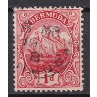 124.BrKCI. Великобритания. Колонии. Бермудские острова. Стандарт. Парусник Sea Venture. 1910 г. 1P. Mi.#36a.