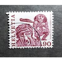 Марка Швейцария 1977 год Народные обычаи