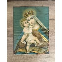 Старинная литография Божией Матери