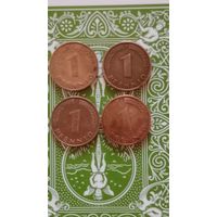 Германия 1 пфенниг 1949 J,D,G,F 4 штуки полный комплект